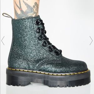 Dr martens green glitter molly boots
